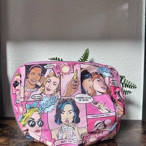 Estée Lauder Pink Comic Print Cosmetic Bag with Pop Art Design